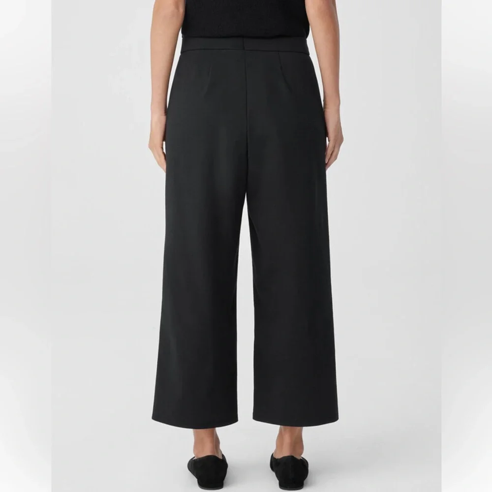 Eileen Fisher Cotton Tencel Black Ponte Wide-Leg Women's Pants, new without tags - Picture 3 of 6
